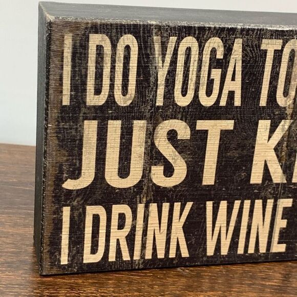 Quill To Paper By Sixtrees Handcrafted Relieving Stress With Yoga Sign Black - Picture 2 of 5